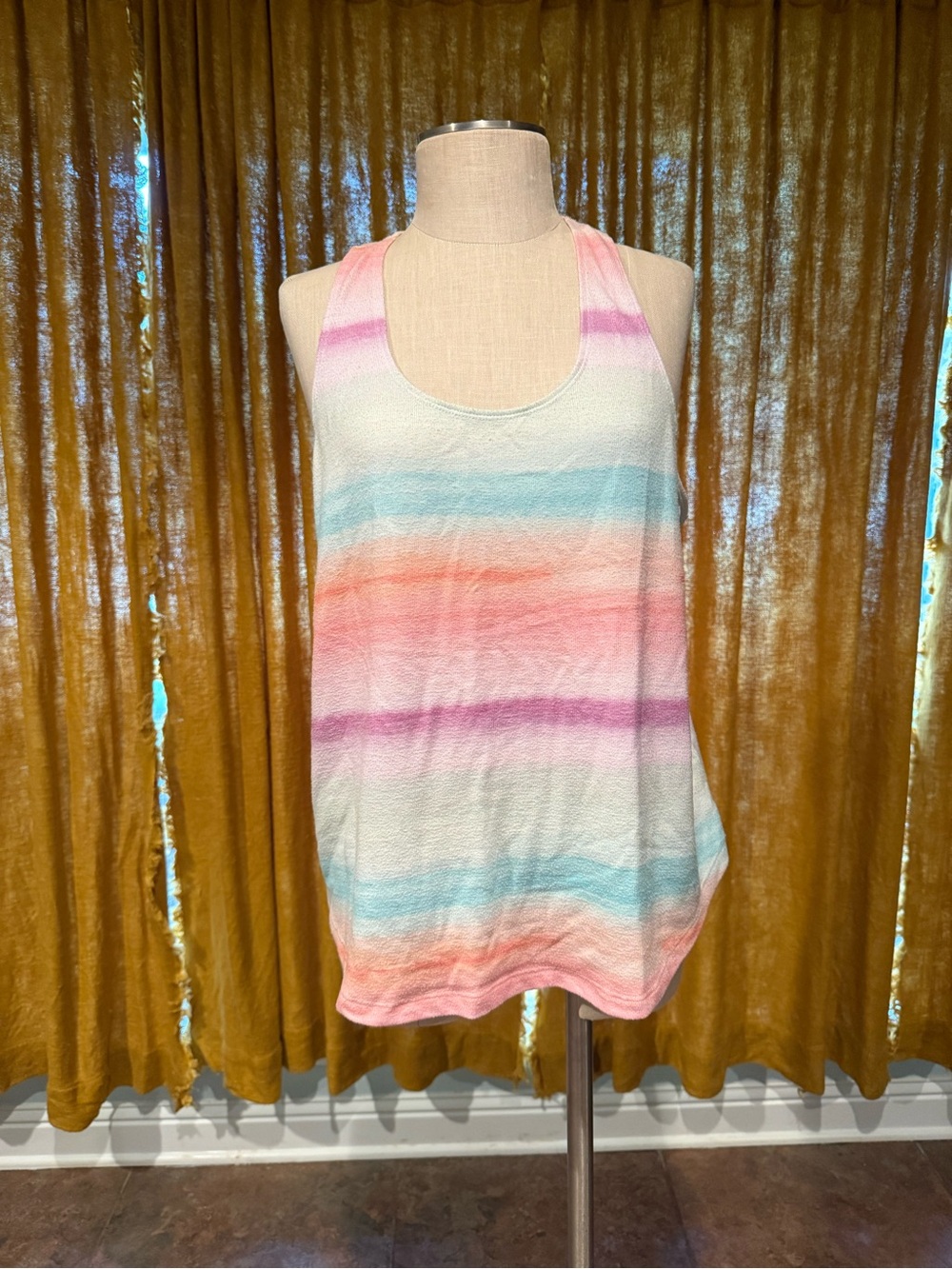 PJ Salvage Pastel Striped Racerback Tank - Pink, Blue, Peach